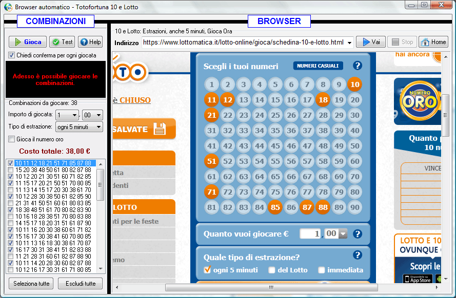 Browser automatico 10 e Lotto